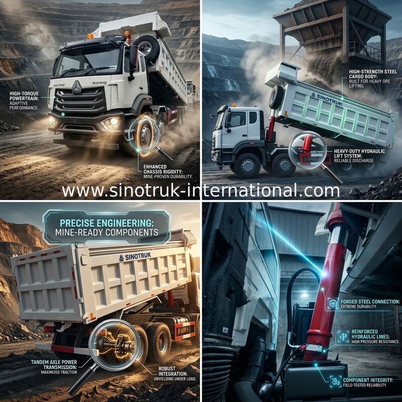 SINOTRUK HOWO Ağır Hizmet Damperli Damperli Kamyon Ön Kaldırma 8 × 4 RHD