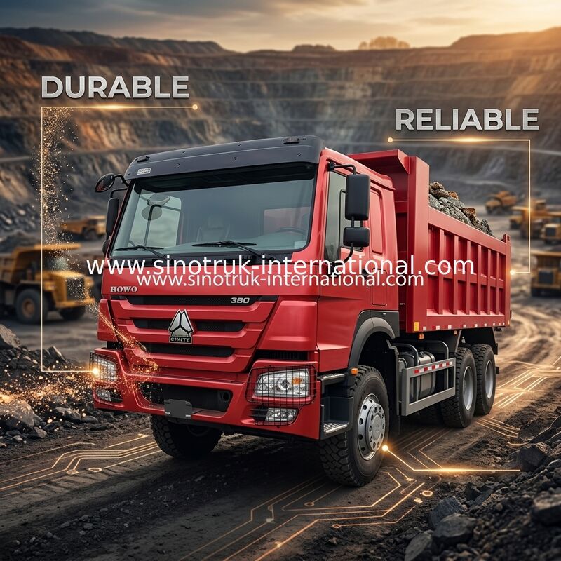 SINOTRUCK Howo Tipper Dump Truck 380hp 6 × 4 20CBM Kutusu 10 Tekerlek Çakma açısı demir