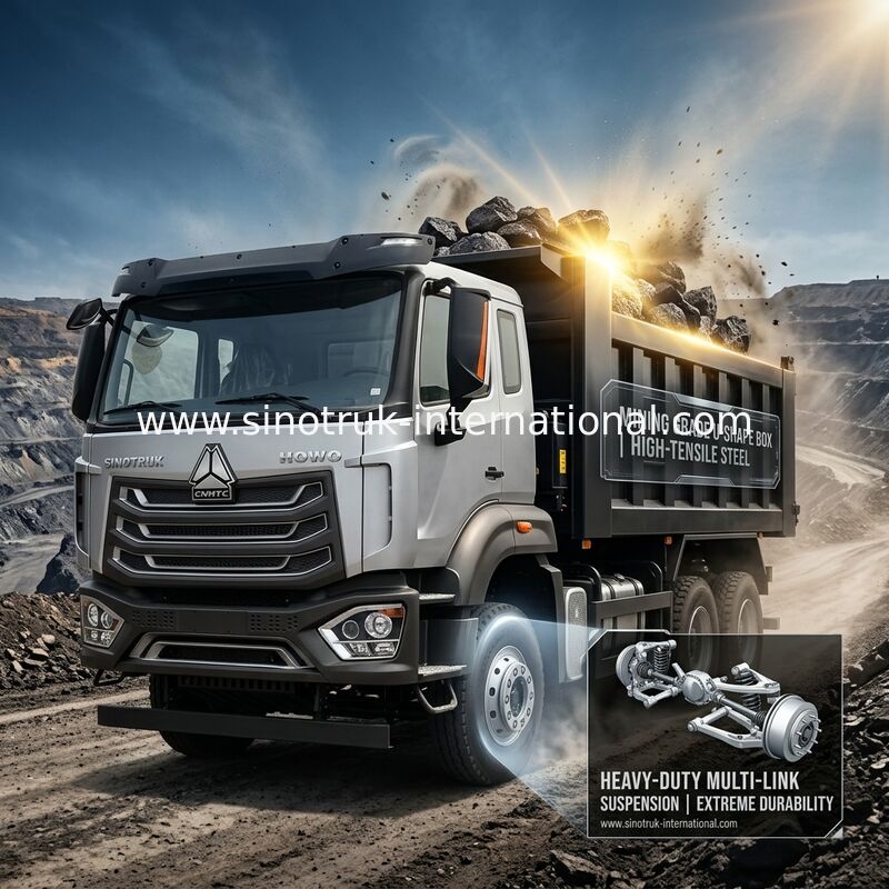 SINOTRUK HOWO N7 Kabin Damperli Damperli Kamyon LHD 6X4 400HP Elmas Gümüş