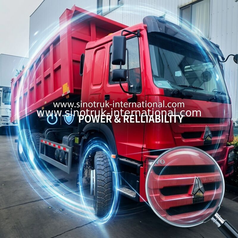 Sinotruk Howo Tipper Dump Truck 380Hp 6 × 4 Hyva Hidrolik Silindirli Madencilik