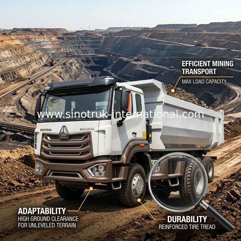HOWO N7 Kabin LHD 12 tekerlekli 8X4 400HP Madencilik U Tipi İçin Damperli Kamyon