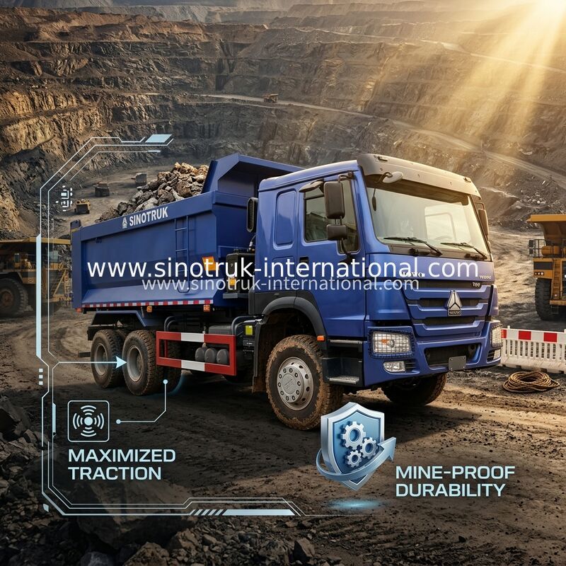 Tam Sürüş Düşük Yakıt Tüketimi 380HP Mavi HOWO Tipper Kamyon RHD 6×6 10 tekerlekli