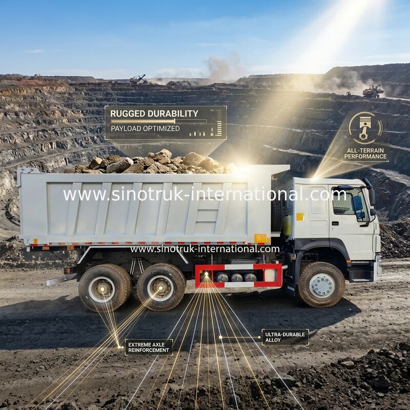 RHD 6×6 10 tekerlekli Beyaz HOWO Tipper Kamyon Tam Sürüş Yüksek At Gücü 380HP