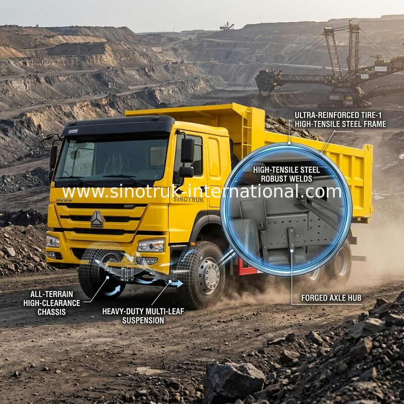 10 Tekerlek Yüksek Beygir Gücü 400HP HOWO Damperli Damperli Kamyon Düşük Yakıt Tüketimi