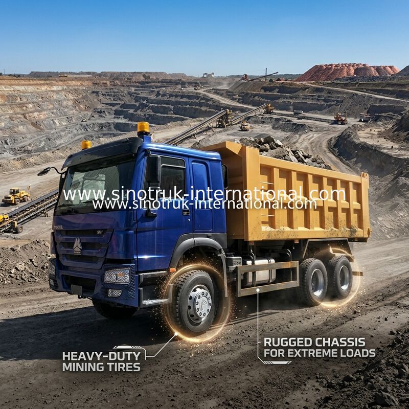 Mavi Sarı SINOTRUK HOWO 400HP 6x4 DAMPERLİ KAMYON LHD Euro II