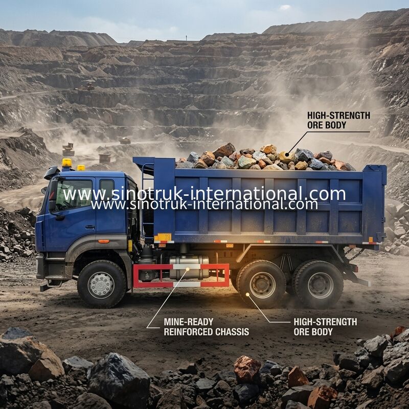 Sinotruk N7 Damperli Damperli Kamyon 10 Tekerlek 400Hp 6×4 Uyarı Işıklı