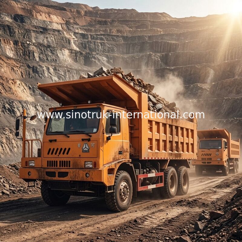 Madencilik Endüstrisi için 6X4 LHD Maden Damperli Damperli Kamyon 371HP 70 Ton SINOTRUK HOWO
