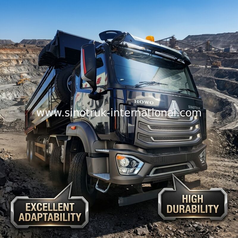 LHD 8 × 4 10 tekerlekli HOWO Damperli Damperli Kamyon Yüksek Beygir Gücü 371HP