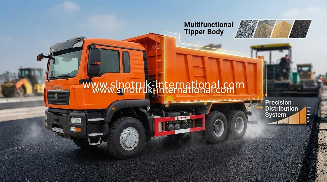 HOWO RHD İnşaat İçin Büyük Kapasiteli Damperli Damperli Kamyon 30 - 40 Ton
