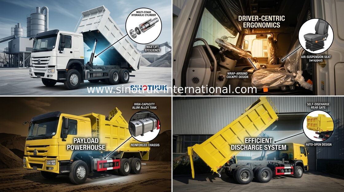 Sinotruk Howo 6 X 4 10 Tekerlek Damperli Damperli Kamyon 400hp Orta Kaldırma