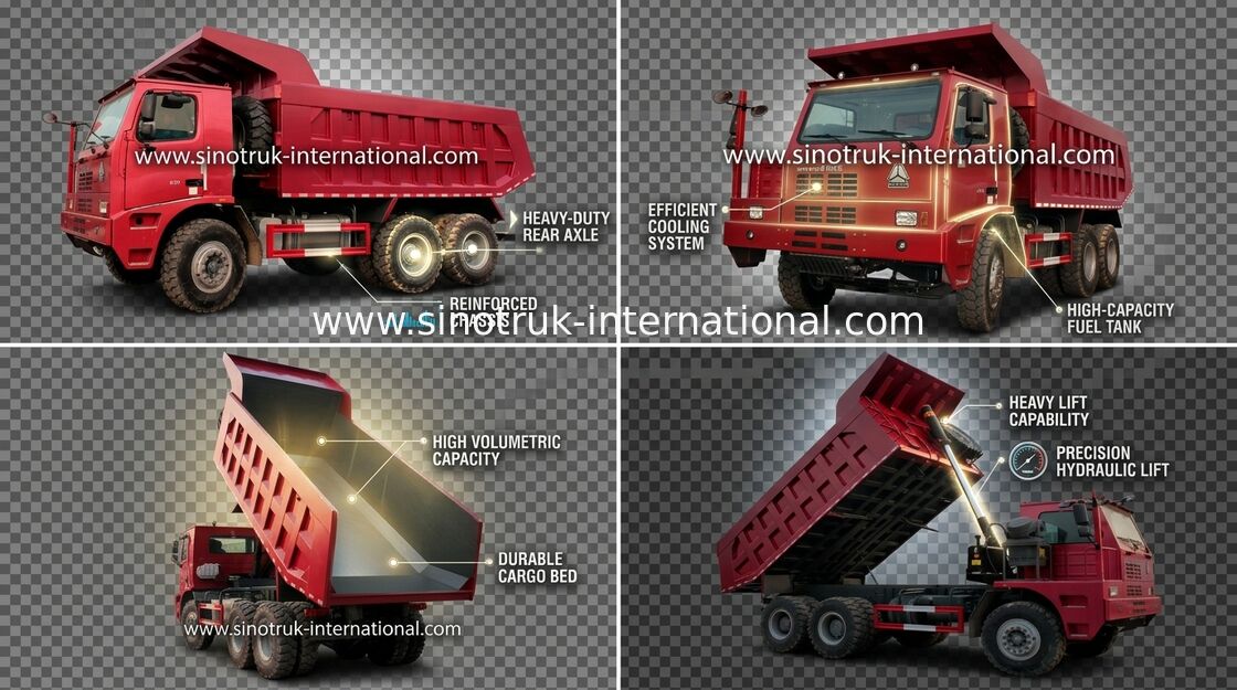 Damperli kamyon damperli kamyon SINOTRUK HOWO 70 Madencilik LHD 6X4 371HP 70tons ZZ5707S3840AJ