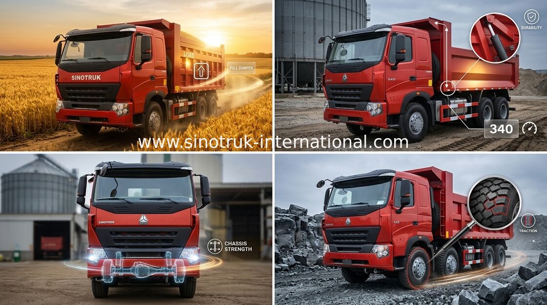 SINOTRUK Damperli Kamyon HOWO A7 371HP motor Madencilik ZZ3257N3847N1 için
