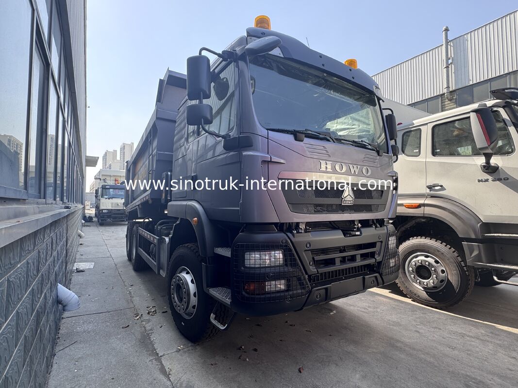 SINOTRUK HOWO TX Model 371HP LHD Tipper Dump Truck 6X4 U tipi uyarı lambaları ile Gri Renk