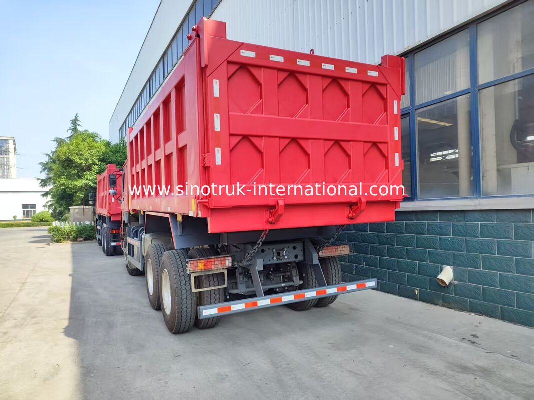 Ağır Güçlü Kırmızı 6 * 4 Tipper Kamyon 20 M3 371HP Motor, Maden Taşımacılığı için 40-50 Ton Faydalı Yük
