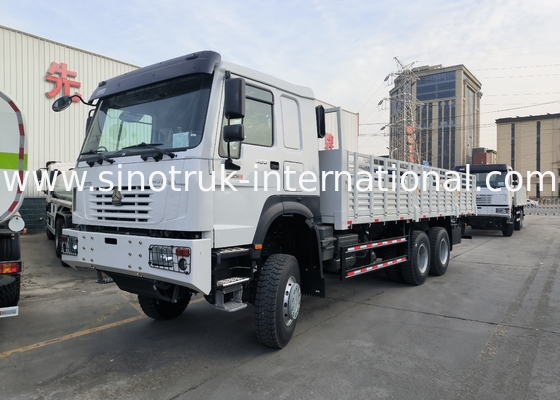 Sinotruk Howo Yeni Kargo Kamyonu 6 × 6 Dört Tekerlekli Sürüş Lhd 10 Tekerlekli Uzun Kargo Kutusu