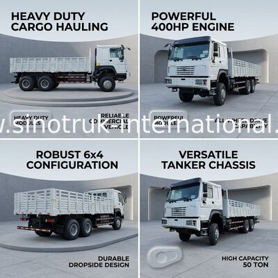 Howo Tam Sürüş Kargo Kutusu Kamyon 400 HP 4 Axle