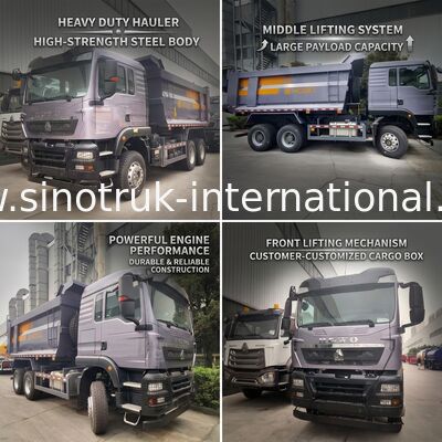 SINOTRUK HOWO TX 380HP güçlü motorlu, 30 ′′ 40 ton yararlı yük ve orta kaldırma sistemi ile tipper dump kamyonu