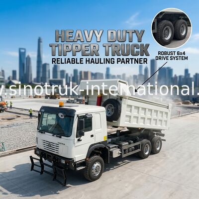 SINOTRUK 371HP 6 × 6 RHD HOWO Dump Truck Beyaz 19-20CBM Ön kaldırma Tam tahrikli, yonga ile, Guyana'da popüler model