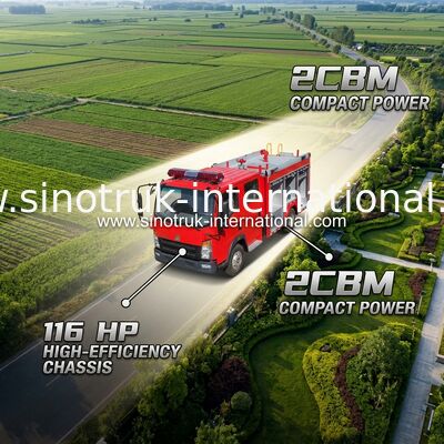 2CBM 4X2 116HP İtfaiye Kamyonu Tarım İtfaiye Motoru Çim manzara için Kamyon