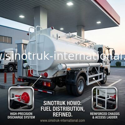 SINOTRUK HOWO 4X2 6 tekerlekli Petrol Tankı Kamyonu 5-6CBM Akışölçerli tek kutu