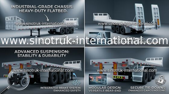 Mn Çelik 3 Aks Konteynerli Ağır Yük Taşıma Yarı Kamyon Flatbed Treyler
