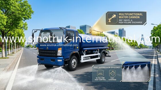 SINOTRUK HOWO Su Tankeri Kamyonu, 140 HP Dizel Motorlu, 8000KGS Brüt Ağırlık ve Sol/Sağ Direksiyonlu, Belediyeler ve Endüstriyel Su Taşımacılığı İçin