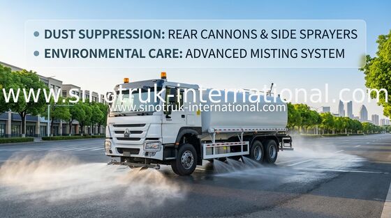 Sinotruk HOWO Beyaz RHD 6x4 Su Tankı Kamyonu ZZ1257V4347B1 Yüksek Basınçlı Akış Fonksiyonu