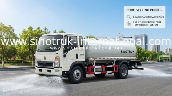 SINOTRUK Hafif Su Deposu Kamyonu LHD 5-8CBM Geniş Püskürtme Aralığı