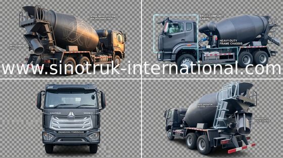 Sinotruk Howo N7 Beton Karıştırma Kamyonu 6-10CBM 6 X 4 Euro 2 380HP
