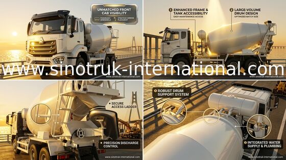 Sinotruk Howo N7 Beton Karıştırma Kamyonu 6-10CBM 6 X 4 Euro 2 Karıştırma Tesisi