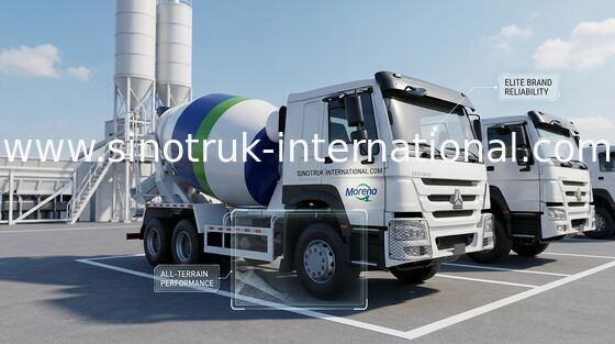 HOWO SINOTRUK Beton Mikseri Kamyonu 371HP Beyaz Euro II ZZ1257N3841W