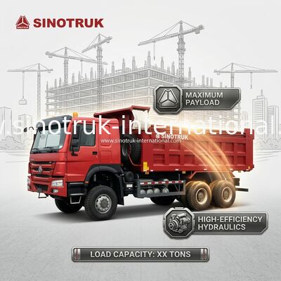 430HP Red HOWO 6*6 Tüm Tekerlek Sürüşlü Dump Truck Ghost-Face Cab