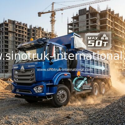 SINOTRUK HOHAN NEW HOWO 30 - 40 Ton RHD 10 Tekerlekli İnşaat için Tarpaulin Mavi Yüksek verimlilikli kaldırma ve boşaltma