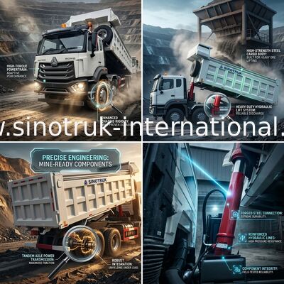 SINOTRUK HOWO Ağır Hizmet Damperli Damperli Kamyon Ön Kaldırma 8 × 4 RHD