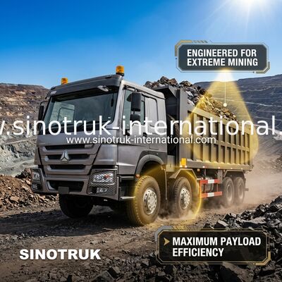 RHD 8×4 12 tekerlek Yüksek At Gücü HOWO 26CBM Tipper Truck 380HP Düşük Yakıt Tüketimi