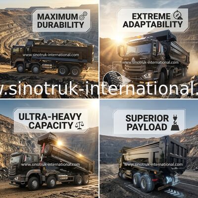 Siyah Howo Madencilik Damperli Damperli Kamyon 20-50Ton 8 X 4 Euro 2 400Hp